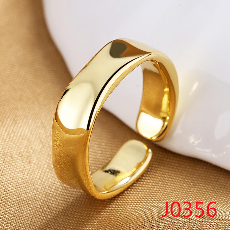 2026 18K Gold Plated Ring Women's Vintage Diamond Ins Simple French Light Luxury Index Finger Geometric Opening Irregular Ring Trend