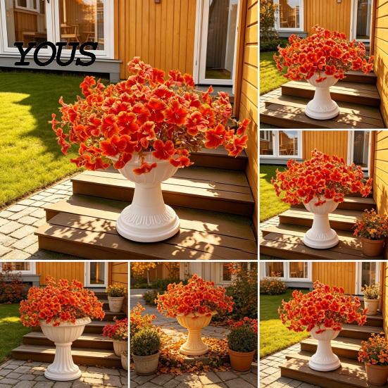 Maintenance Free Fake Greenery Artificial Morning Glory Flower Bouquet, Realistic Plastic Floral Arrangement Decorative Plants for Vases Home