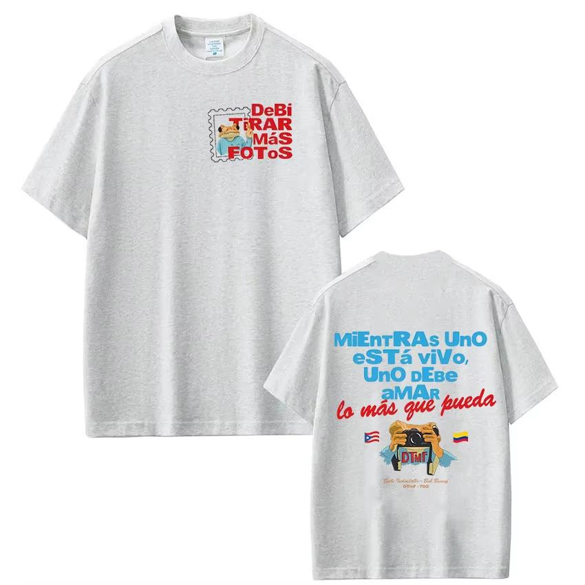 Rapper Bad Bunny Tshirt Debi Tirar Mas Fotos Dtmf Tour T Shirts Mens Clothing Women Fashion Hip Hop Summer Tshirt Streetwear