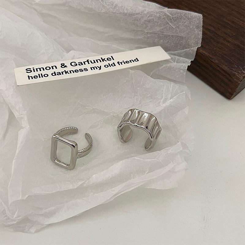 2Pcs/Set Vintage Silver Color Metal Rings Elegant Irregular Adjustable Rings Women Trendy Geometric Ring Punk Jewelry Party Gift
