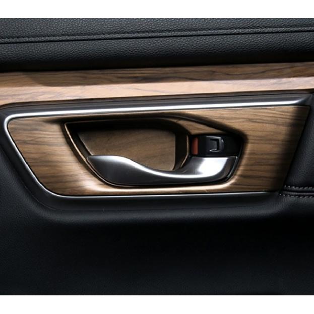 Car Accessories Fit for Honda CR-V CRV 2017 2018 2019 2020 2021 2022 Interior Door Handle Bowl Cover Trim Decoration Frame (Peach Wood) ABS 4 PCS