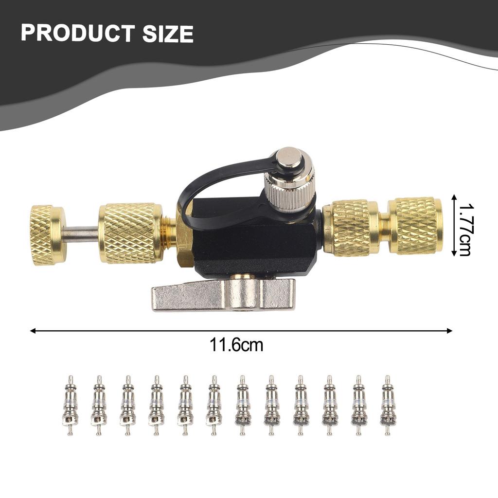1/4 Inch Valve Core Removal Tool Dual Valve With Sight Glass For HVAC Tools Vacuum-Rated Valve Core Removal Tool Disassembly