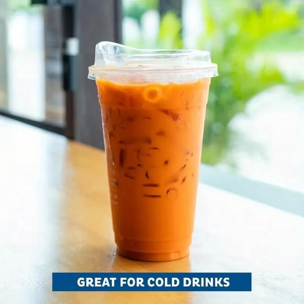 50pcs with Lids Clear Plastic Cups Leak-Proof Bubble Tea Cups New Juice Container Party Use