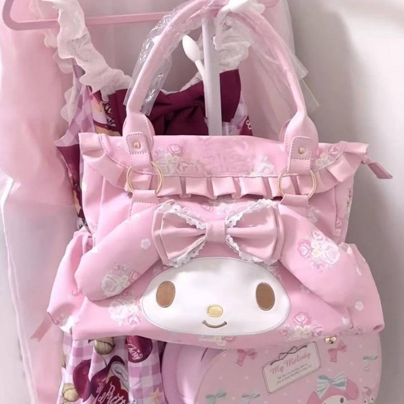 Japanese Cute Sweet Pink Melody Handbag Large Capacity Shoulder Cross-body Bag Tote Girl's Heart