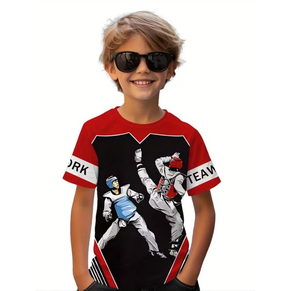 Abbigliamento Ragazzi Taekwondo Judo Moda T-shirt con Stampa 3D Sportivo Bambini Maniche Corte Estate Abbigliamento Palestra Harajuku Magliette Top Cool