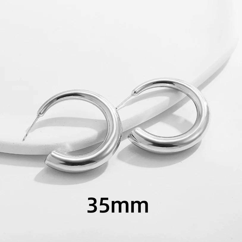 

Oversize Punk Chunky Round Hoop Earrings Gold Plated Stainless Steel Thick Large Circle Earring Female Ear Zircon Gifts