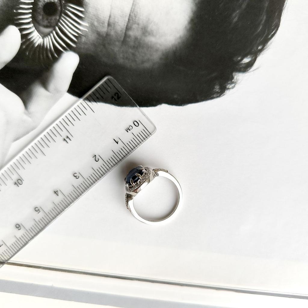 Silver Ring with Natural Sapphire 3.81ct, Cubic Zirconias, Item Weight 3.62 G (2173953)