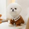 New Autumn and Winter Bear Print POLO Collar Dog Sweater Medium and Small Dog Cat Two Feet Thin Velvet Pet Clothes