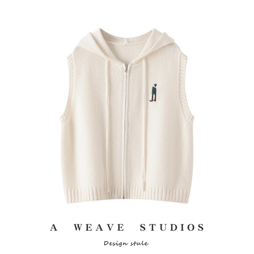 Women's Versatile Knit Hooded Vest Cardigan for Autumn/Winter