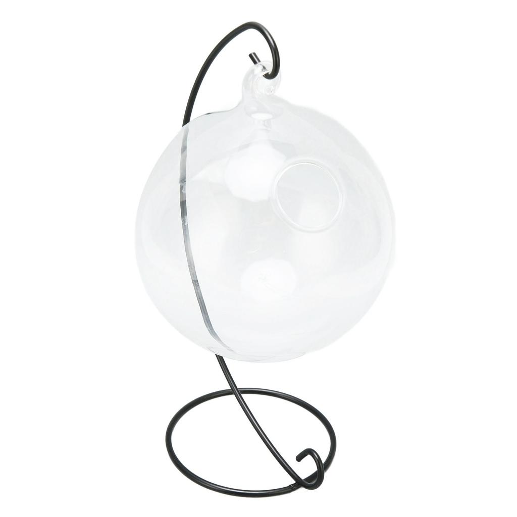 Hanging Glass Fish Tank Transparent Desktop Hanging Glass Fish Bowl with Stand for Office Home Decoration