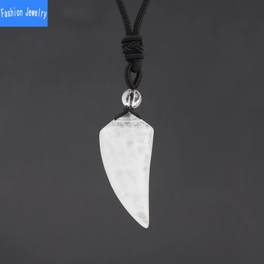 Collar con colgante minimalista bohemio hecho a mano de amatista diente de lobo - Talismán protector de cristal natural con cordón trenzado para hombres y mujeres