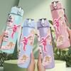 1PC Fashion Shoe Handbag Slogan Print 750ml Color Plastic Sports Water Bottle Leakproof Flip Straw Lid Suitable for Sports Office Home Use