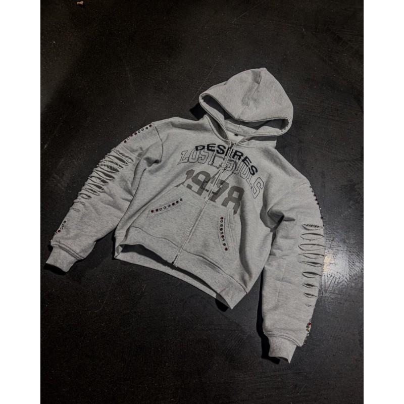 Mens Hooded Sweatshirt Zip Up Streetwear Print Casual Unisex Top Teens Youth