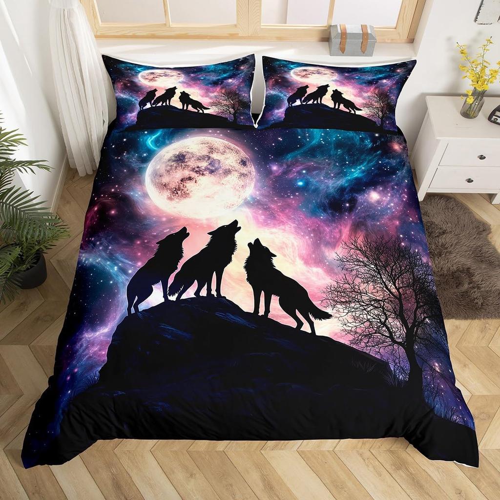 Aurora Duvet Cover Queen Size Polar Bear Arctic Animal Quilt Cover Fantasy Galaxy Sky Bedding Kids Bedroom Decor 3 Piece Set
