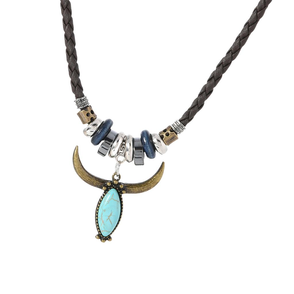 Natural Pendant Necklace Comfortable PU Leather Design For Sensitive Skin And