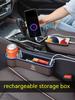 AUK2  Car USB Charging Colour Light Seat Gap Storage Box For Nissan X-Trail Qashqai Sentra Serena Tiida Teana Juke Leaf Micra Almera