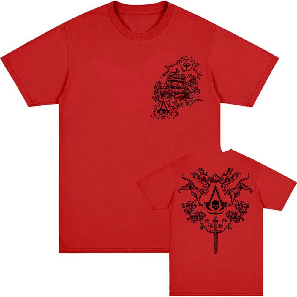 

Assassin sCreed Black Flag Resynced T-shirt Short Sleeve Loose Fashion Tshirts Unisex Streetwear Graphic Printing Merch Men Tee M
