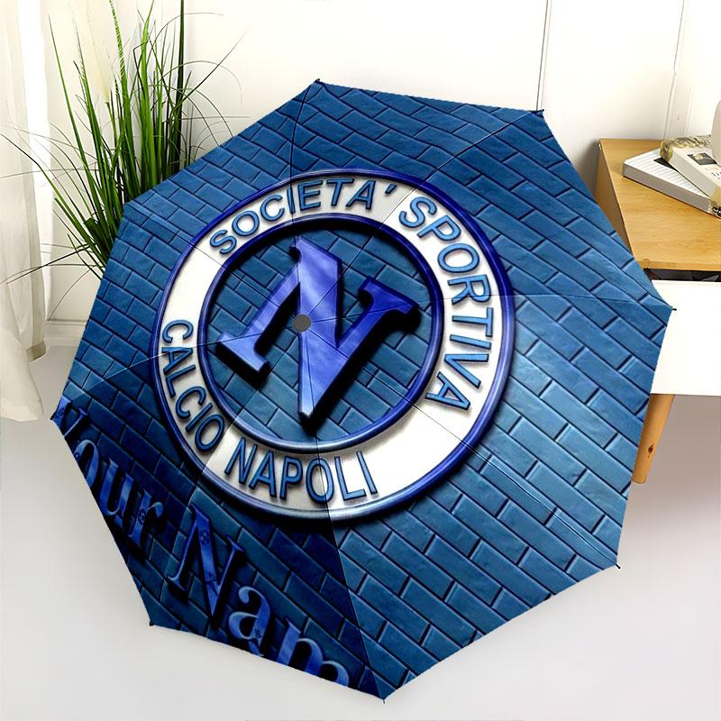 1 PC Automatic Folding Umbrella - SSC Napoli Custom Name Pattern, Portable & Foldable Design with 8 Ribs, Christmas Birthday Gifts