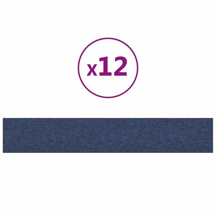 VidaXL Panneaux muraux 12 pcs Bleu 90x15 cm Tissu 1,62 m² 343882