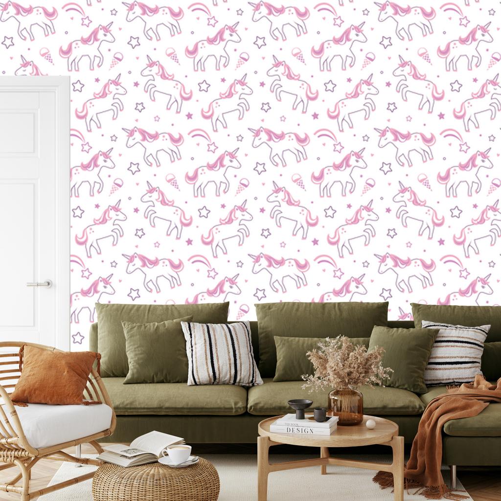 Unicorns among the stars wallpaper for living room and bedroom 50x1000