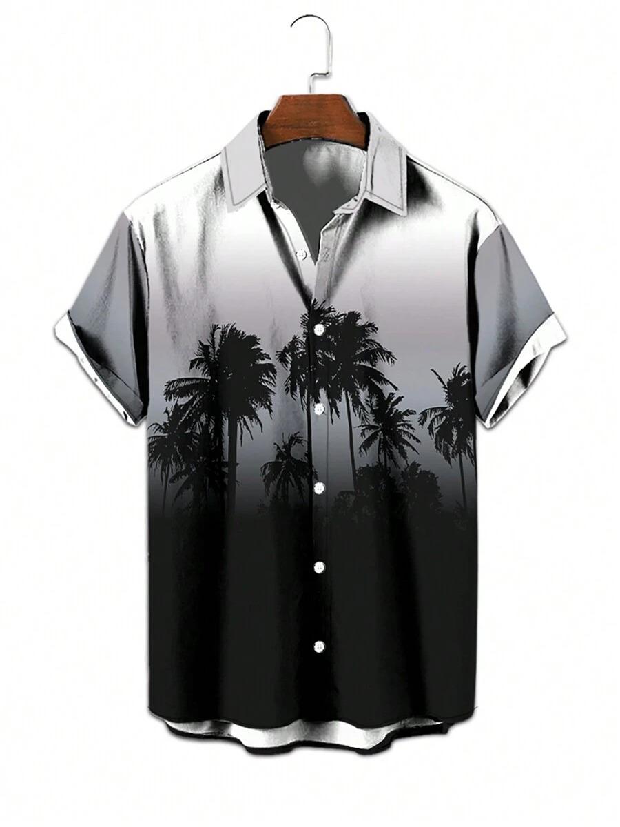 

Рубашка с 3D-принтом и рисунком пальмы, модный дизайн для мужчин и женщин, рубашки с коротким рукавом, рубашки на пуговицах, топы XL