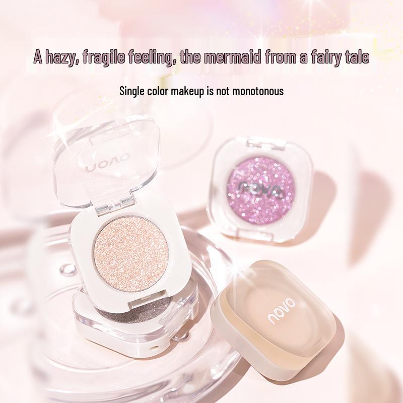 novo Dynamic Glimmer: Shimmering Single Eyeshadow & Pearlescent Highlighter for Natural Contouring and Brightening.