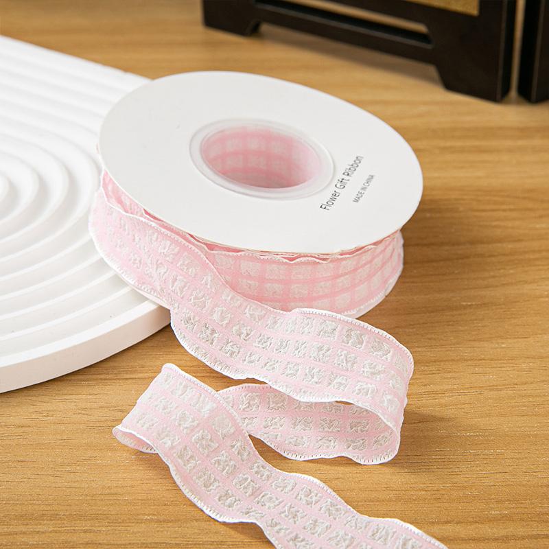 10yards Polyester For Dress Skirts Pleated Ribbon 2.5cm Gift Bow DIY Puff Wave Edge Colorful Cake Box Ribbon Plaid Satin Ribbons