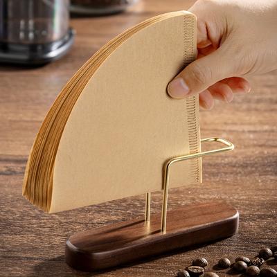 Hölzerner Kaffeefilterpapierhalter Papierfilter Vertikale Aufbewahrungsbox Fächerform V-Form Papierhalter Kaffeemaschinenzubehör