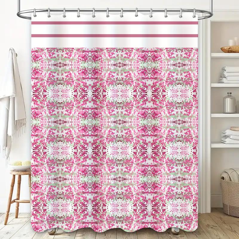 Kaleidoscope Bath Shower Curtain: Pink White Green Waterproof Fabric Decorative Window Hanging for Bathroom (Size Customizable)