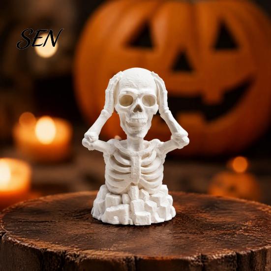 Novelty Gifts for Friends Hands on Head Skeleton Figurine, 3D Printed Skull Statue, Trendy Collectible Display Items Funny Stress Relief Desktop