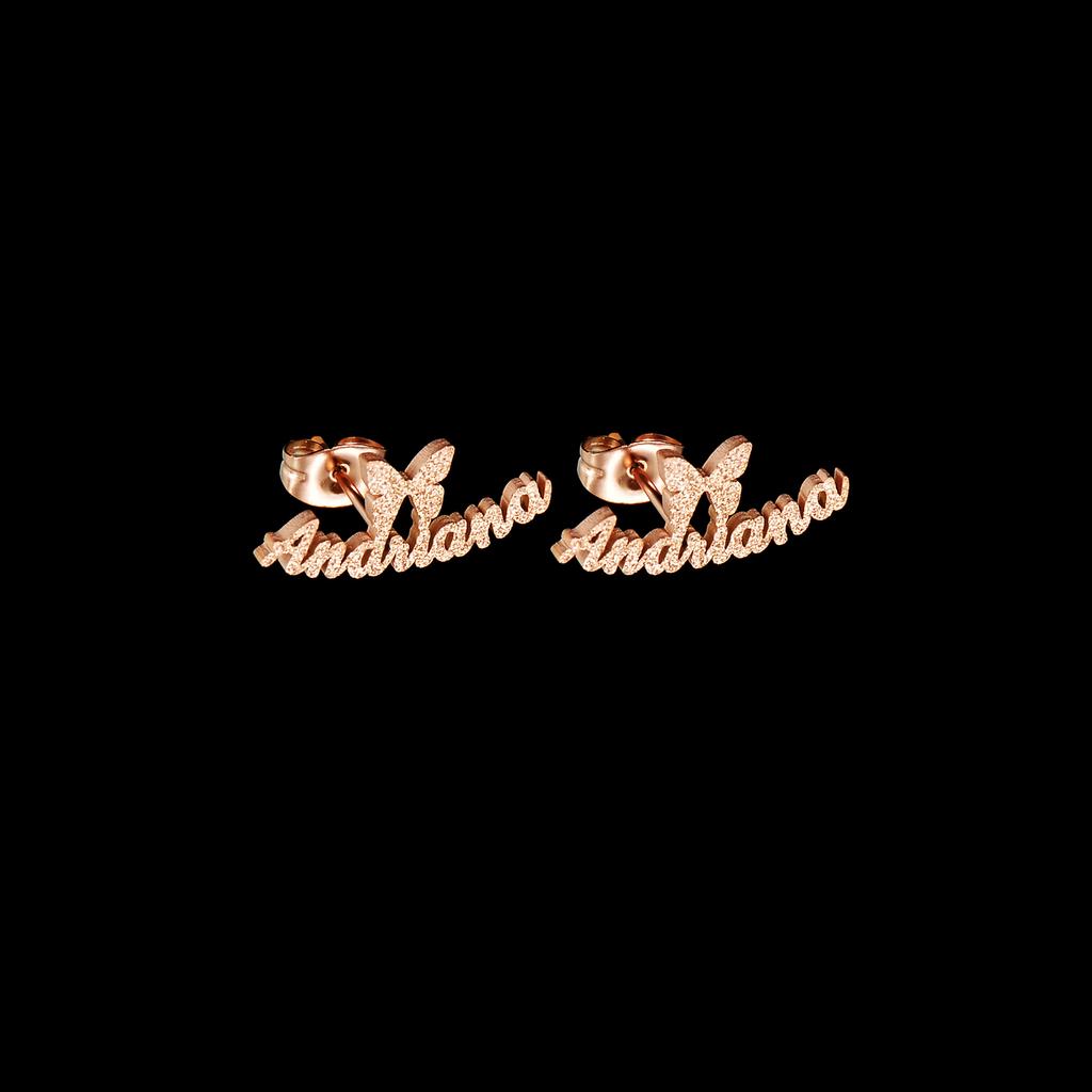 Atoztide Custom Name Stud Earring for Women Frosted Heart Star Stainless Steel Jewelry Trend 2025 Personalized Mother's Day Gift