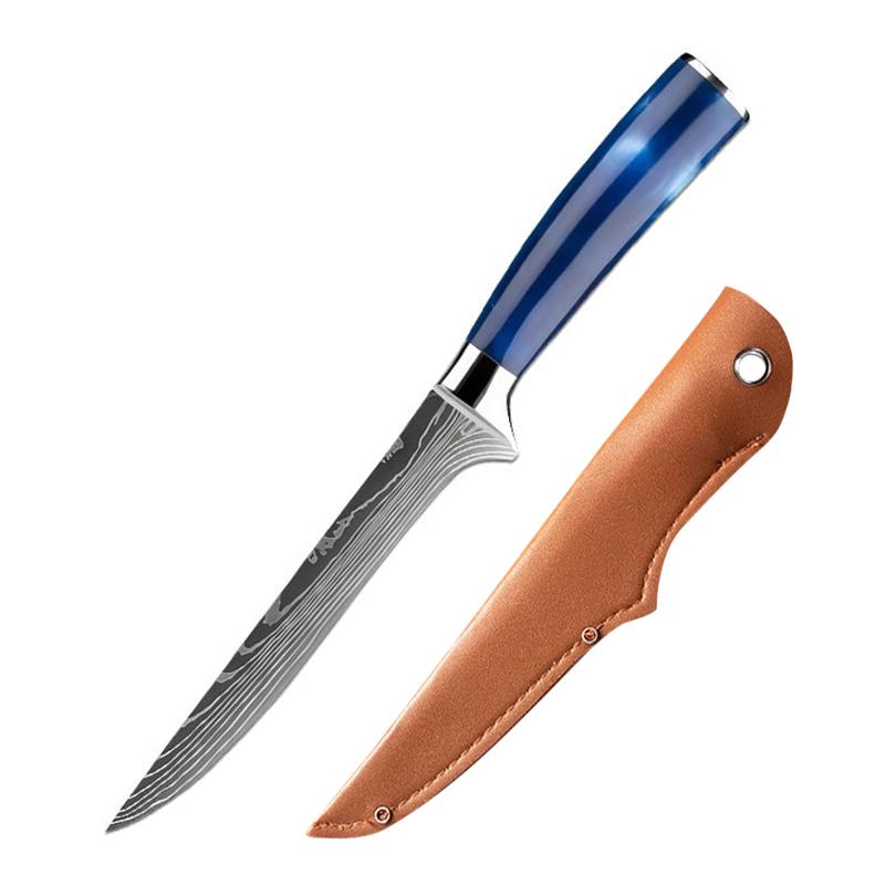 Stainless Steel Kitchen Knives Butcher Boning Knife with Sheath Sharp Chef Meat Cleaver Fish Sushi Cutter Cooking for Household