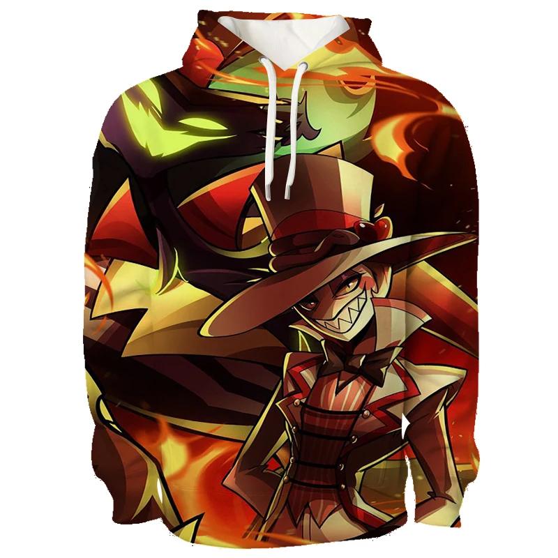 Najnovšia Anime Hazbin Grafická Mikina s Kapucňou Pánska 3D Plnofarebná Potlač Mikiny s Kapucňou Trend Streetwear Hotel Kreslený Pulóver Vrchné Oblečenie