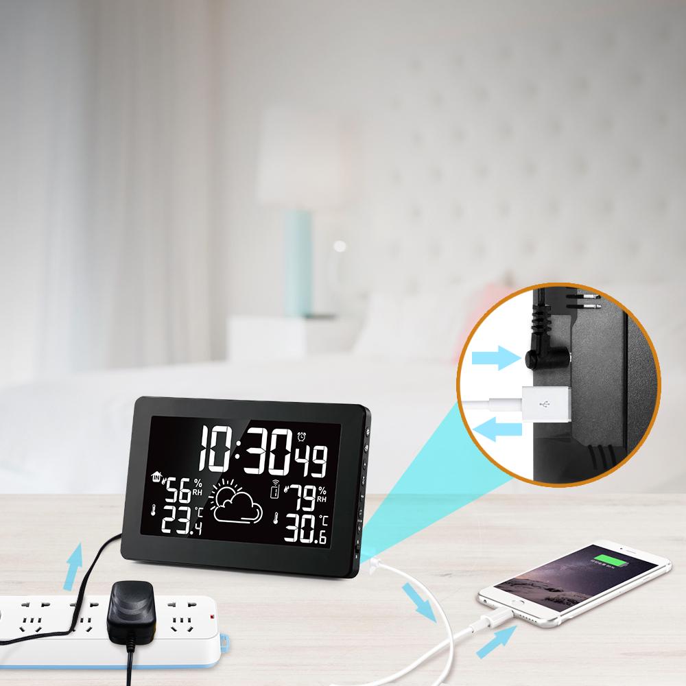 PT3378A NO RCC Drahtlose Wetterstation Temperatur-Feuchtigkeitssensor Buntes LCD-Display Wettervorhersage Uhr Innen/Außen