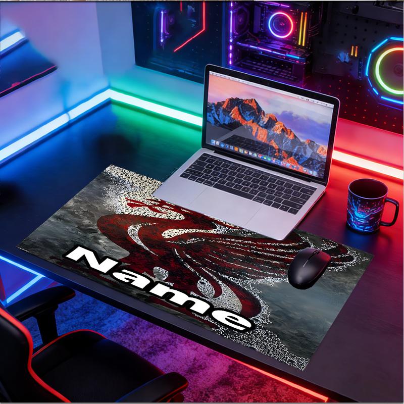 Custom Name Personalized Football team F.C Pattern Mousepad, Laptop PC Desk Mat, Decorative Desk Mat for Home Keyboard Pad Gift
