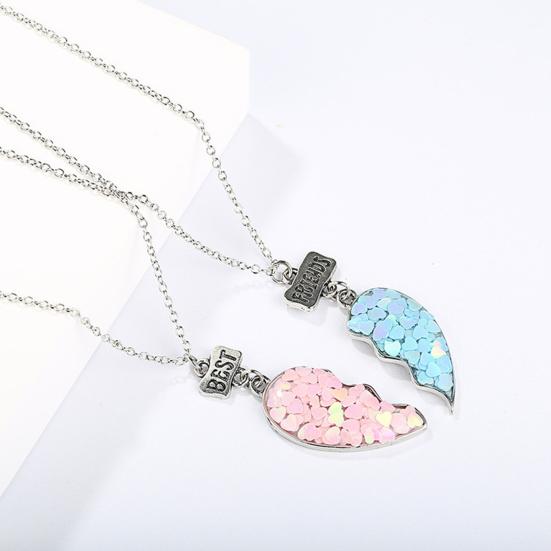 2Pcs Couple Necklaces Sequin Stitching Heart Broken Jewelry Shiny All Match Necklaces Bracelets Jewelry Gifts