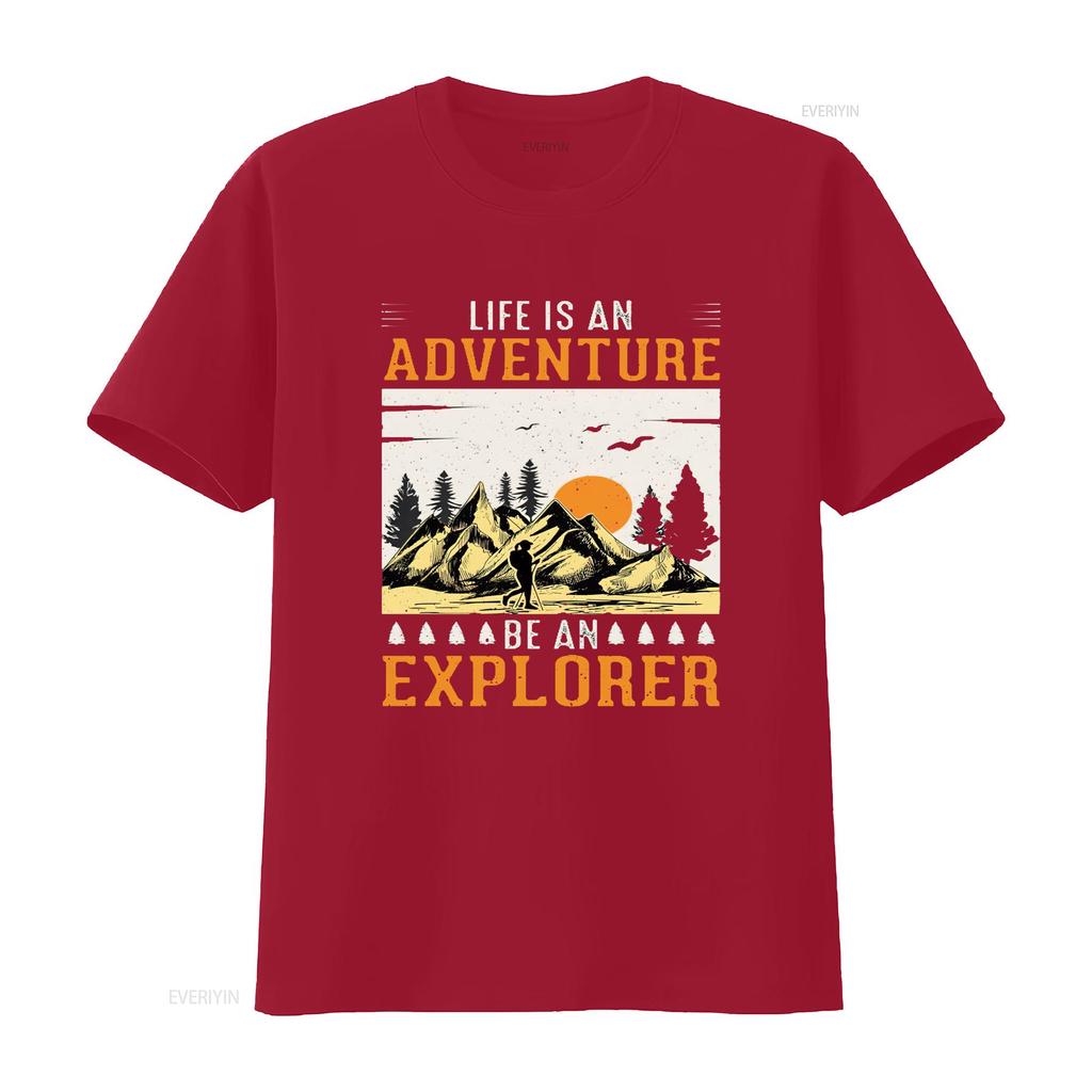 Womens Life is An Adventure Be Explorer Quote Camping Vintage  T Shirt vintage Washed Breathable Casual Unisex fashion