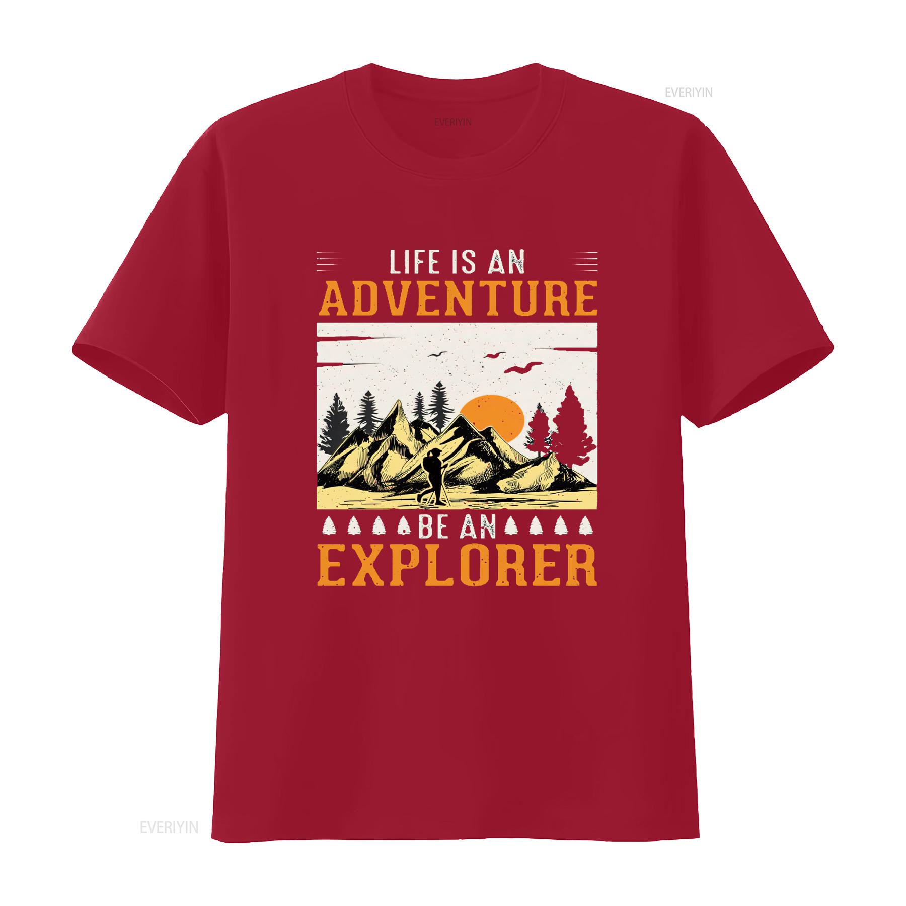 Womens Life is An Adventure Be Explorer Quote Camping Vintage T Shirt vintage Washed Breathable Casual Unisex fashion S