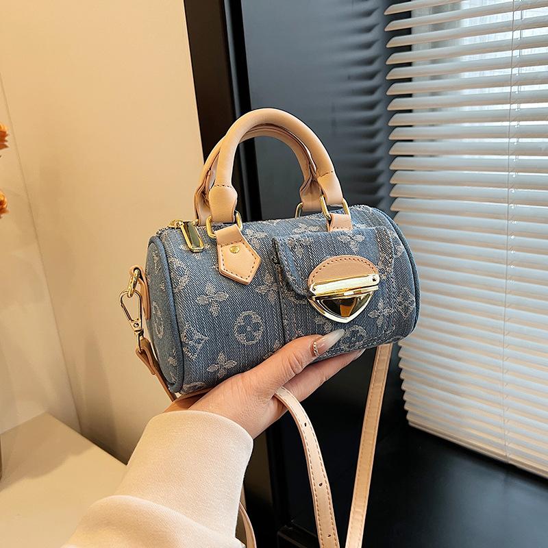 Bolsos de mezclilla unisex de moda para mujer: nuevos bolsos cruzados multiusos de tendencia, bolsos tote redondos a la moda.