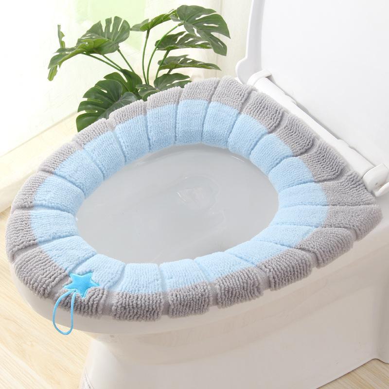 Washable Knitted Toilet Seat Cushion with Handle