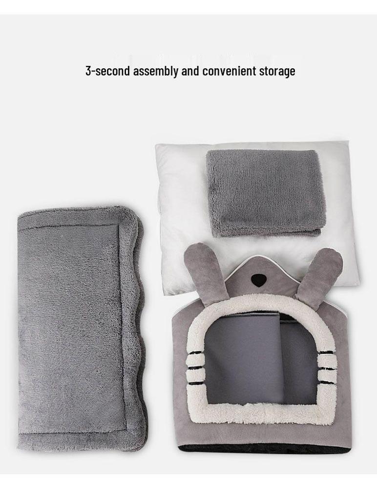 Removable & Washable Pet Villa: Cozy Enclosed Bed for Cats & Dogs, Warm All-Season Comfort