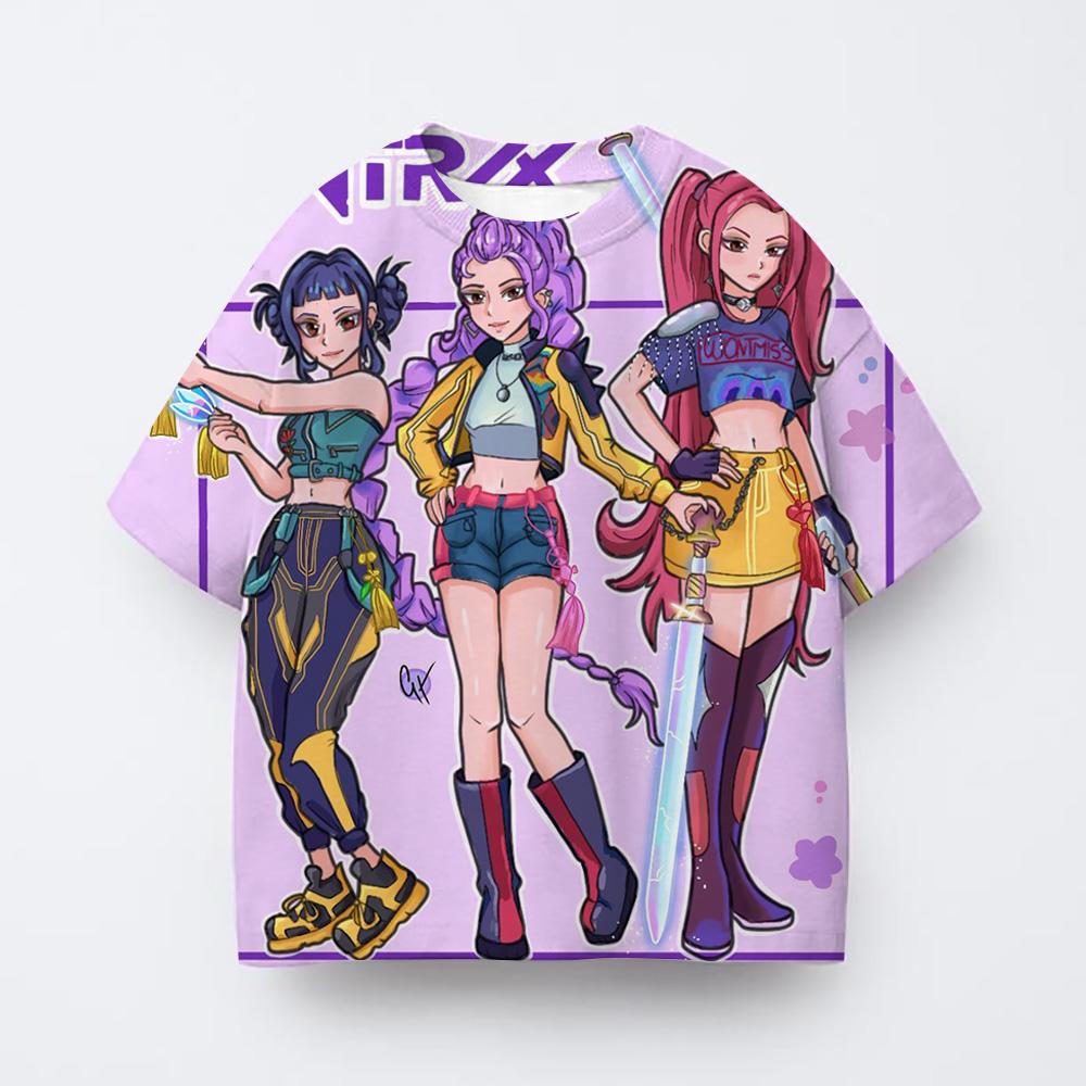 Cute Cartoon Saja Boys T-shirts Kpop Demon Hunters T Shirt Kids Boy Girl Summer Short Sleeve Round Neck Tops Children's Clothing