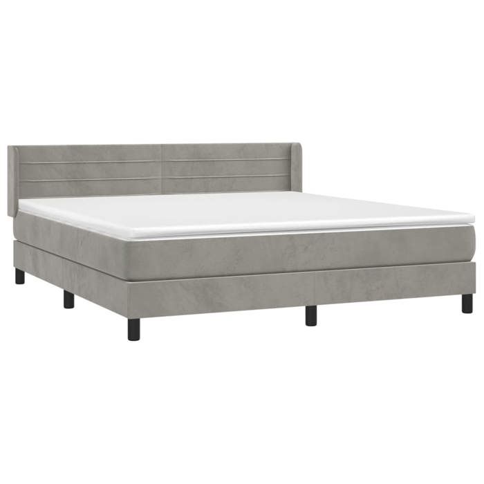 Maison Exclusive - Sommier à lattes de lit et matelas Gris clair 160x200cm Velours