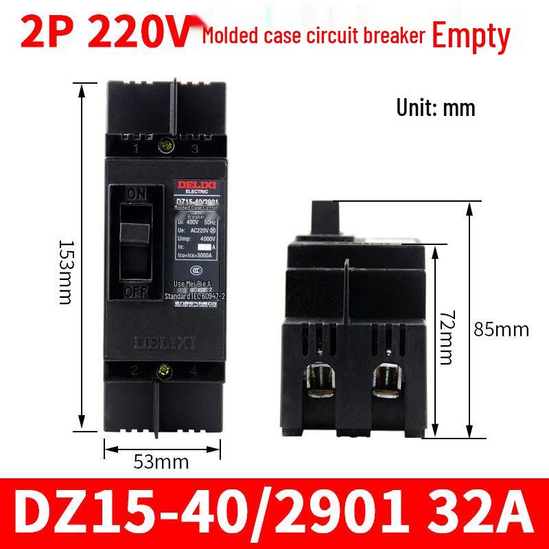 DELIXI Plastic Circuit Breaker DZ15: Three-Phase or Single-Phase 2P/3P Air Switch, 63A/100A