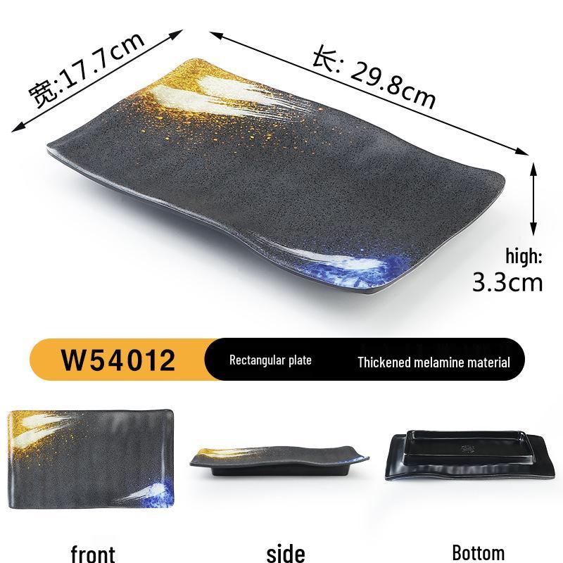 Japanese Retro Melamine Rectangular Plate for Hot Pot, Sushi, Yakiniku, and Barbecue