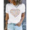 European Size Valentine's Day Limited Women's White Cotton T-shirt, Love Letter Print Loose Round Collar