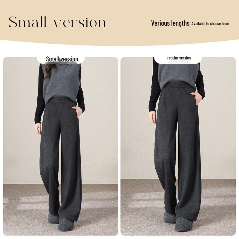 HSTYLE Women's Acetate Wool Blend Fleece Lined Wide-Leg Cropped Pants