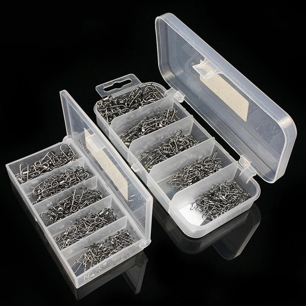 95/210pcs/Box Fishing Connector Swivels Interlock Pin Snap 2#-10# Rolling Swivel Beads for Fishhook Lure Fishing Accessories Set