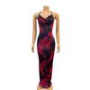 New printed neck strap dress low cut sexy halter suspender skirt fashion temperament hip wrap dress