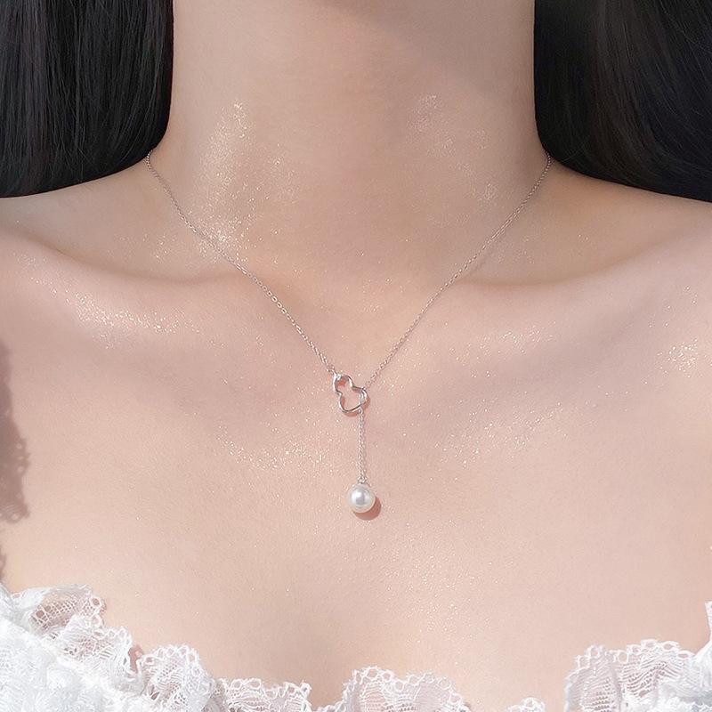 Light Luxury Style Gourd Pearl Necklace for Women New Chinese Style High-end Collarbone Chain